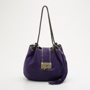 Pre Owned Jimmy Choo Purple Leather & Python Riki Hobo 