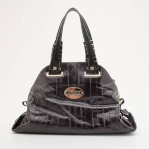 Pre Owned Versace Black Patent Dome Bag