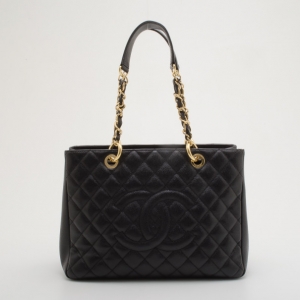 Pre Owned Chanel Black Caviar Grand Shopper Tote 