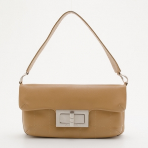 Pre Owned Chanel Beige Lambskin Flap Bag