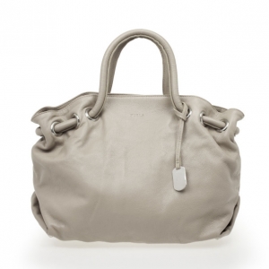Pre Owned Furla Grey Leather 'Carmen XL' Shopper Tote