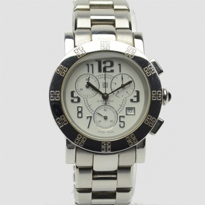 Pre Owned Givenchy White Stainless Steel Chronograph Saqqhara Mens Wristwatch 40 MM