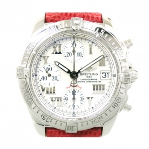Pre Owned Breitling Chrono Cockpit SS Leather Shell Mens Wristwatch