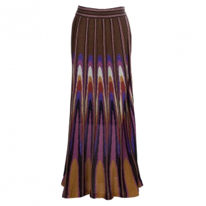 Pre Owned M Missoni Multicolor Metallic Crochet Knit Maxi Skirt M