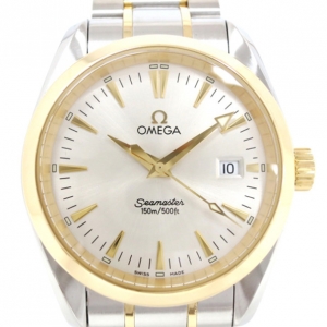 Pre Owned Omega Seamaster Aqua Terra SS Yellow Gold Mens Wristwatch