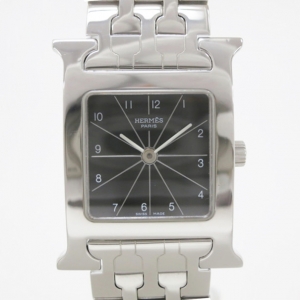 Pre Owned Hermes H SS Black Ladies Wristwatch