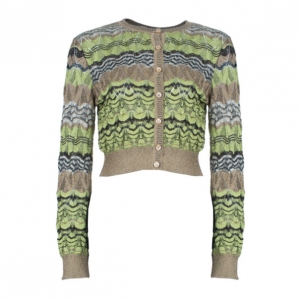 Pre Owned M Missoni Button Down Knit Patterned Cardigan M