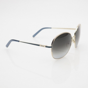 Pre Owned Chloé Light Gold Grey CE104S Rounded Sunglasses