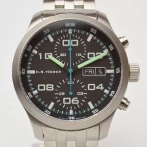 Pre Owned NB Yäeger Long Flight Black Mens Wristwatch