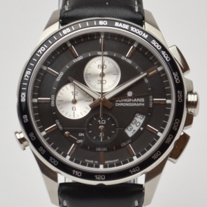 Pre Owned Erhard Junghans Black Chronograph Mens Wristwatch