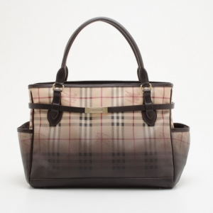 Pre Owned Burberry Equestrian Check Print Shopper
