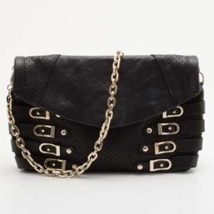 Pre Owned Jimmy Choo "Brix" Gunmetal Chain Clutch 