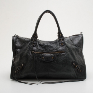 Pre Owned Balenciaga Black Leather Classic Work Tote 