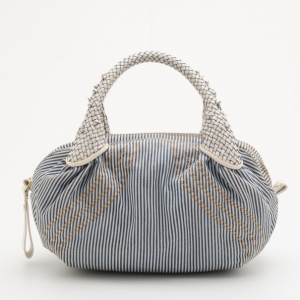 Pre Owned Fendi Striped Denim Spy Bag