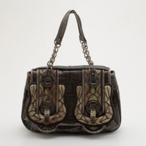 Pre Owned Fendi Nappa Leather and Python B Bag