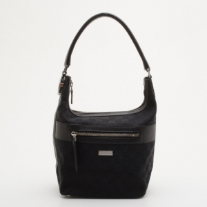 Pre Owned Gucci Black Canvas Monogram Hobo 