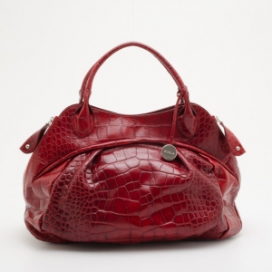 Pre Owned Furla Red Crocodile Leather Large Clara Shopper
