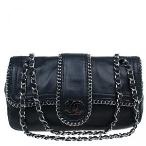 Pre Owned Chanel Black Lambskin Madison Chain Me Flap Bag