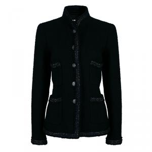 Pre Owned Chanel Black Metallic Trim Jacket M