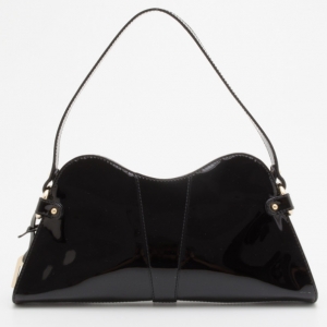 Pre Owned Fendi Black Patent Trapezio Satchel 