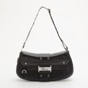 Pre Owned Christian Dior Black Leather Street Chic Shoulder Bag