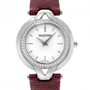 Pre Owned Valentino Swiss Movement Diamond SS White Ladies Wristwatch 