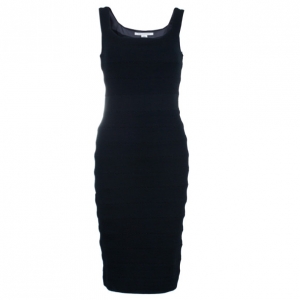 Pre Owned Diane von Furstenberg Black Stitches Bandage Dress S