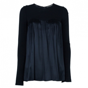 Pre Owned Burberry Silk Long Sleeved Yolk Gathered Top M