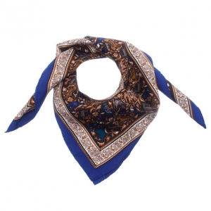 Pre Owned Hermes Blue Chasse En Inde Square Scarf