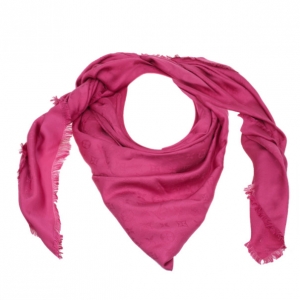 Pre Owned Louis Vuitton Pink Monogram Butterfly Square Scarf