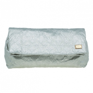 Pre Owned Louis Vuitton Silver Monogram Cowhide Leather Lime Light GM Clutch