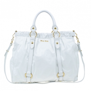 Pre Owned Miu Miu Vitello Luxe Ruched Leather Tote