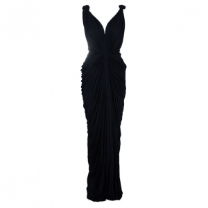 Pre Owned Roberto Cavalli Black Empire Waist Gathered Gown S