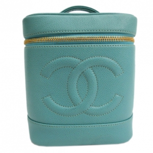 Pre Owned Chanel Green Caviar Vanity Bag