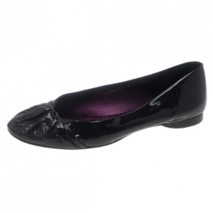 Pre Owned Gina Black Patent Ballet Flats Size 40
