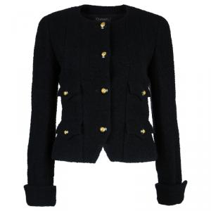 Pre Owned Chanel Black Wool Four Pocket Jacket S