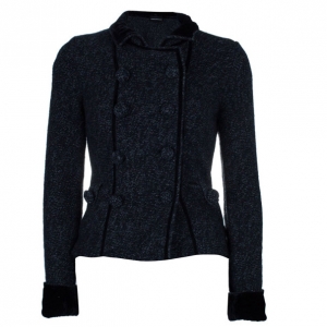 Pre Owned Emporio Armani Charcoal Wool Button Down Jacket S
