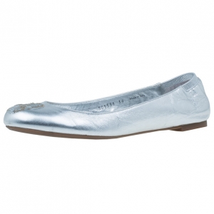 Pre Owned Alexander McQueen Silver Sequin Skull Ballet Flats Size 39
