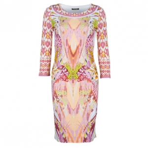 Roberto Cavalli Abstract Pink Printed Shift Dress S