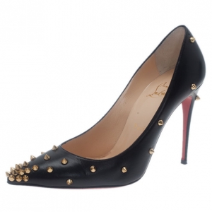 Christian Louboutin Black Leather Degraspike Pumps Size 38