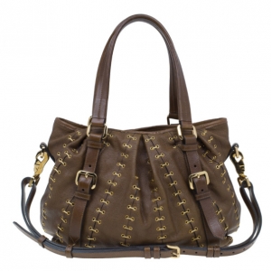 Pre Owned Burberry Brown Leather Satchel