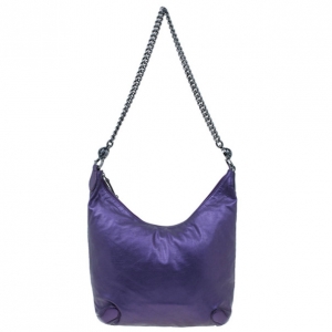 Pre Owned Gucci Metallic Purple Leather Galaxy Hobo