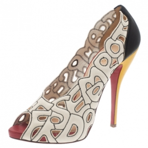 Christian Louboutin Tricolor Tell Me Cutout Pumps 40.5