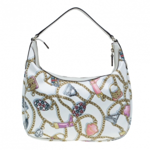 Pre Owned Gucci Printed Satin Silk Hobo