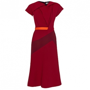 Pre Owned Peter Pilotto Burgundy Wool Midi Dress L