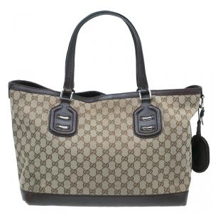 Pre Owned Gucci Guccissima Canvas Techno Tag Large Tote Bag