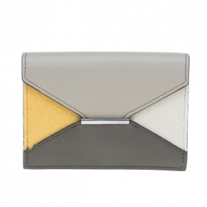 Pre Owned Celine Saffron Pony Hair and Leather Diamond Card Case
