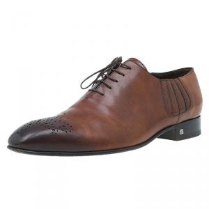Pre Owned Louis Vuitton Brown Two Tone Leather Oxfords Size 42