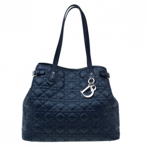 Pre Owned Dior Navy Coated Canvas Medium ‘Panarea’ Tote