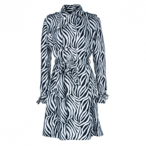 Pre Owned Class by Roberto Cavalli Monochrome Belted Coat M